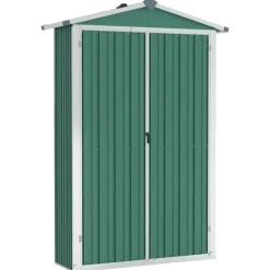 Skure, Garager & Carports^Haveskur i galvaniseret stål - Opbevaringshus | Farve: Grøn | Størrelse: 116x45x175 cm