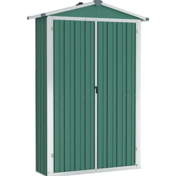 Skure, Garager & Carports^Haveskur i galvaniseret stål - Opbevaringshus | Farve: Grøn | Størrelse: 116x45x175 cm