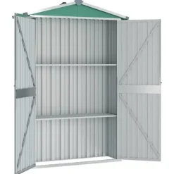 Skure, Garager & Carports^Haveskur i galvaniseret stål - Opbevaringshus | Farve: Grøn | Størrelse: 116x45x175 cm