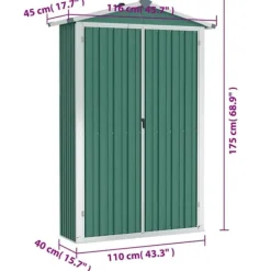 Skure, Garager & Carports^Haveskur i galvaniseret stål - Opbevaringshus | Farve: Grøn | Størrelse: 116x45x175 cm