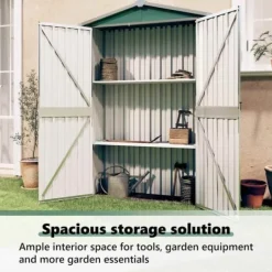 Skure, Garager & Carports^Haveskur i galvaniseret stål - Opbevaringshus | Farve: Grøn | Størrelse: 116x45x175 cm