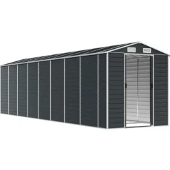 Skure, Garager & Carports^Haveskur i galvaniseret stål - Multifunktionel udendørs opbevaring | Størrelse: 191x725x198 cm | Farve: Antracitgrå