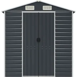 Skure, Garager & Carports^Haveskur i galvaniseret stål - Multifunktionel udendørs opbevaring | Størrelse: 191x725x198 cm | Farve: Antracitgrå