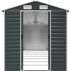 Skure, Garager & Carports^Haveskur i galvaniseret stål - Multifunktionel udendørs opbevaring | Størrelse: 191x725x198 cm | Farve: Antracitgrå