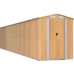 Skure, Garager & Carports^Haveskur i galvaniseret stål - Udendørs opbevaring | Farve: Lysebrun | Størrelse: 192x938x223 cm