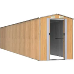 Skure, Garager & Carports^Haveskur i galvaniseret stål - Udendørs opbevaring | Farve: Lysebrun | Størrelse: 192x938x223 cm