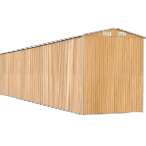 Skure, Garager & Carports^Haveskur i galvaniseret stål - Udendørs opbevaring | Farve: Lysebrun | Størrelse: 192x938x223 cm