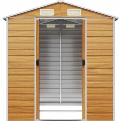 Skure, Garager & Carports^Haveskur i galvaniseret stål - Praktisk udendørs opbevaring | Farve: Lysebrun | Størrelse: 191x215x198 cm