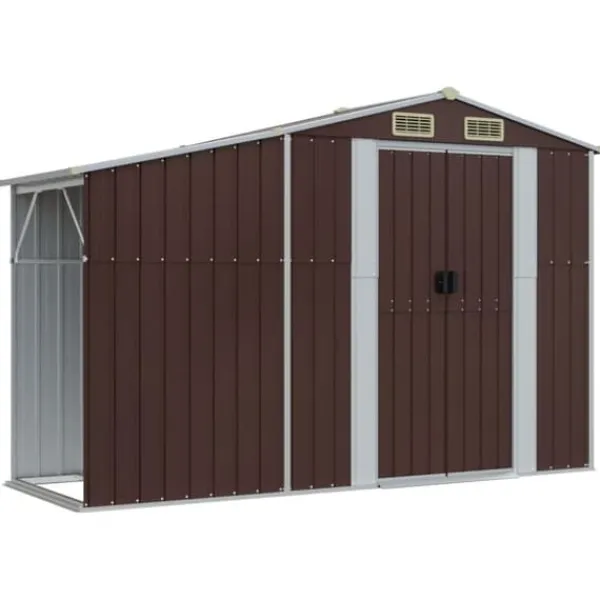 Skure, Garager & Carports^Haveskur i galvaniseret stål - Opbevaringsløsning til haven | Størrelse: 277x93x179 cm | Farve: Brun