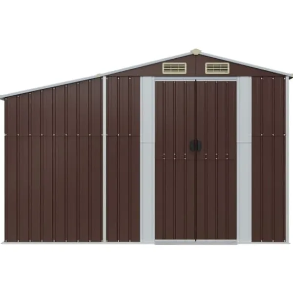 Skure, Garager & Carports^Haveskur i galvaniseret stål - Opbevaringsløsning til haven | Størrelse: 277x93x179 cm | Farve: Brun