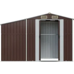 Skure, Garager & Carports^Haveskur i galvaniseret stål - Opbevaringsløsning til haven | Størrelse: 277x93x179 cm | Farve: Brun