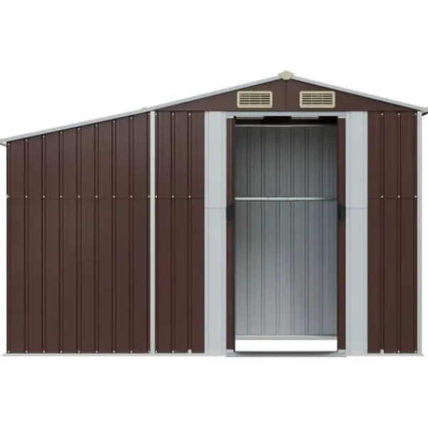 Skure, Garager & Carports^Haveskur i galvaniseret stål - Opbevaringsløsning til haven | Størrelse: 277x93x179 cm | Farve: Brun