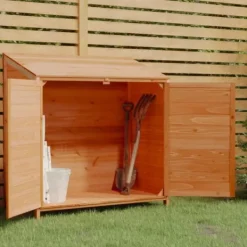 Skure, Garager & Carports^Haveskur i massivt fyrretræ - Opbevaringsskur til haven | Farve: Brun | Størrelse: 102x52x112 cm