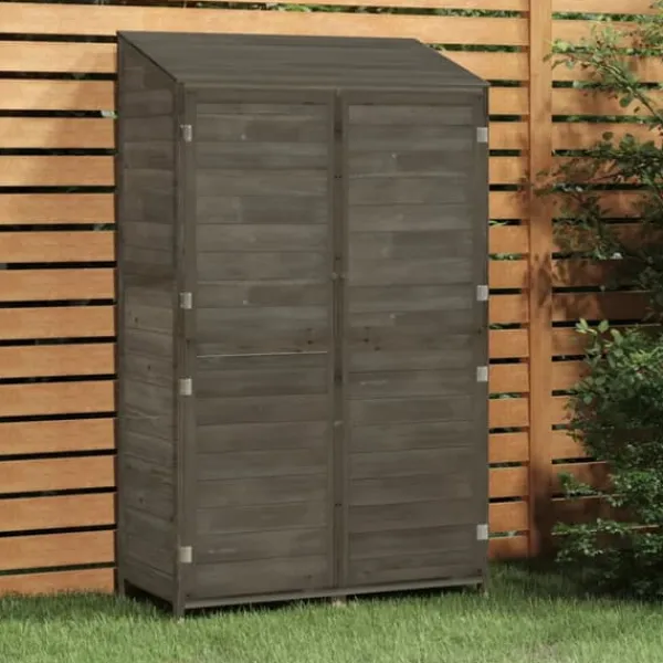 Skure, Garager & Carports^Haveskur i massivt grantræ - Opbevaring til haveredskaber | Farve: Antracitgrå | Størrelse: 102x52x174,5 cm