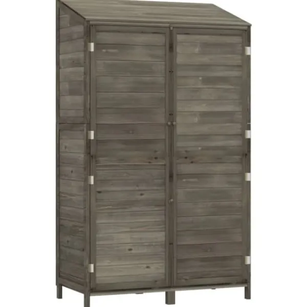 Skure, Garager & Carports^Haveskur i massivt grantræ - Opbevaring til haveredskaber | Farve: Antracitgrå | Størrelse: 102x52x174,5 cm