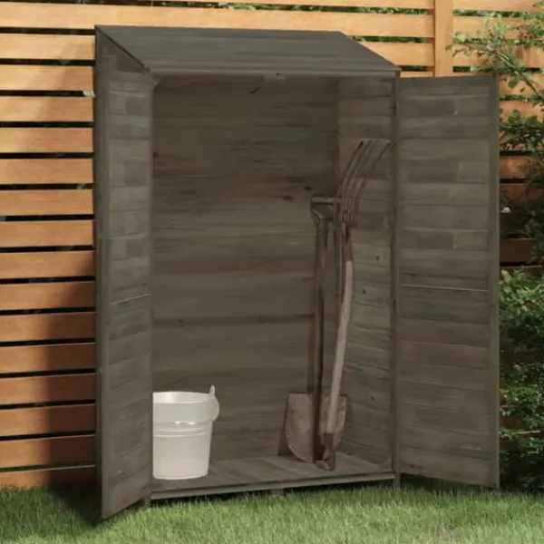 Skure, Garager & Carports^Haveskur i massivt grantræ - Opbevaring til haveredskaber | Farve: Antracitgrå | Størrelse: 102x52x174,5 cm