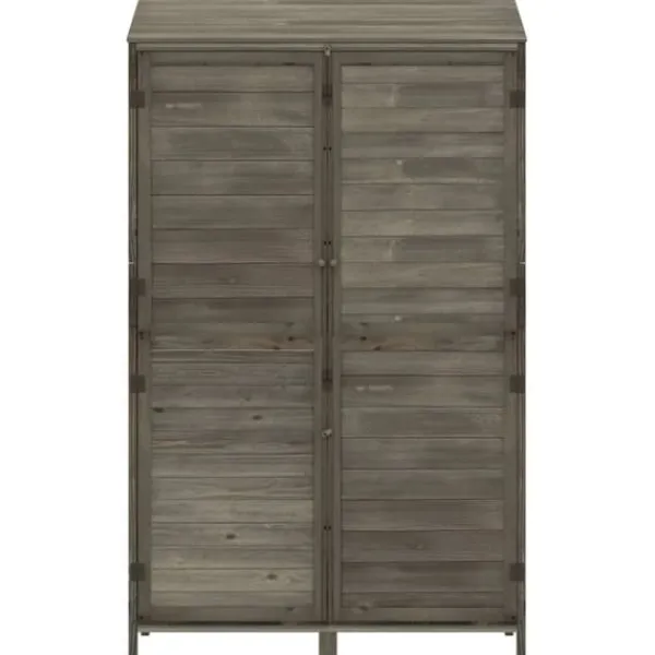 Skure, Garager & Carports^Haveskur i massivt grantræ - Opbevaring til haveredskaber | Farve: Antracitgrå | Størrelse: 102x52x174,5 cm