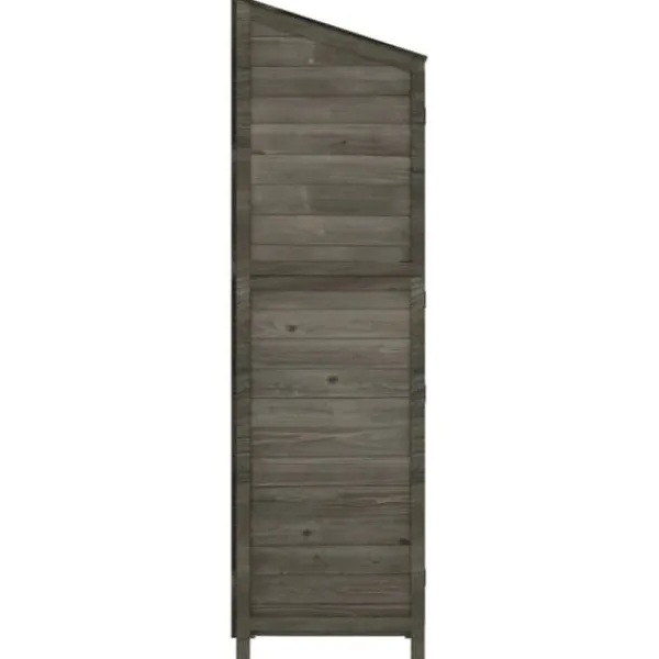 Skure, Garager & Carports^Haveskur i massivt grantræ - Opbevaring til haveredskaber | Farve: Antracitgrå | Størrelse: 102x52x174,5 cm