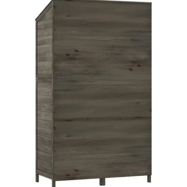 Skure, Garager & Carports^Haveskur i massivt grantræ - Opbevaring til haveredskaber | Farve: Antracitgrå | Størrelse: 102x52x174,5 cm