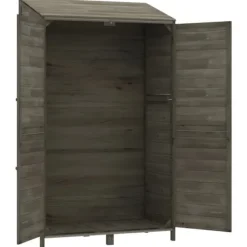 Skure, Garager & Carports^Haveskur i massivt grantræ - Opbevaring til haveredskaber | Farve: Antracitgrå | Størrelse: 102x52x174,5 cm