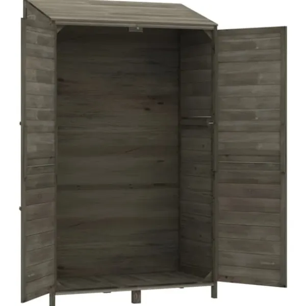 Skure, Garager & Carports^Haveskur i massivt grantræ - Opbevaring til haveredskaber | Farve: Antracitgrå | Størrelse: 102x52x174,5 cm