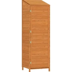 Haveskur i massivt grantræ - Opbevaringsskur til haveredskaber | Farve: Brun | Størrelse: 55x52x174,5 cm Skure, Garager & Carports