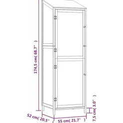 Haveskur i massivt grantræ - Opbevaringsskur til haveredskaber | Farve: Brun | Størrelse: 55x52x174,5 cm Skure, Garager & Carports