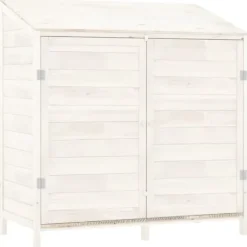Outlet Haveskur i massivt grantræ - Ideel opbevaring til haveredskaber | Størrelse: 102x52x112 cm | Farve: Hvid Skure, Garager & Carports