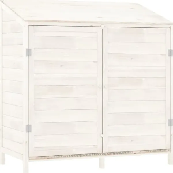Outlet Haveskur i massivt grantræ - Ideel opbevaring til haveredskaber | Størrelse: 102x52x112 cm | Farve: Hvid Skure, Garager & Carports