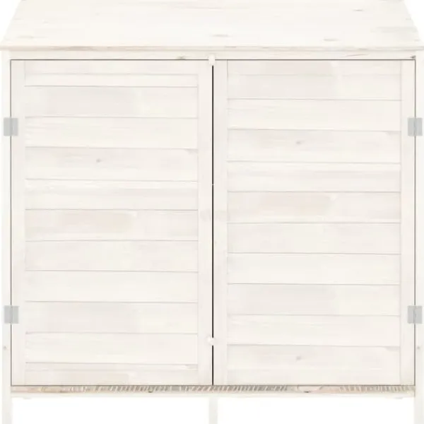 Outlet Haveskur i massivt grantræ - Ideel opbevaring til haveredskaber | Størrelse: 102x52x112 cm | Farve: Hvid Skure, Garager & Carports