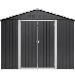 Skure, Garager & Carports^Haveskur i metal 240×192,3×191 cm med skydedør og 4 ventilationsåbninger, aflåseligt haveskur