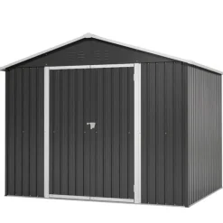Skure, Garager & Carports^Haveskur i metal 240×192,3×191 cm med skydedør og 4 ventilationsåbninger, aflåseligt haveskur
