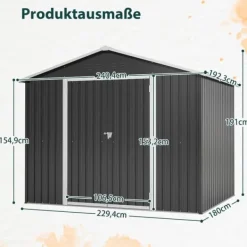Skure, Garager & Carports^Haveskur i metal 240×192,3×191 cm med skydedør og 4 ventilationsåbninger, aflåseligt haveskur