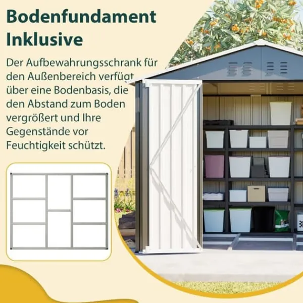 Skure, Garager & Carports^Haveskur i metal 240×192,3×191 cm med skydedør og 4 ventilationsåbninger, aflåseligt haveskur