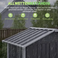 Skure, Garager & Carports^Haveskur i metal 154×83×180 cm med ventilationshuller, inkl. metalfundament, aflåselig dør, vejrbestandig – grå
