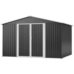 Skure, Garager & Carports^Haveskur i metal 300×252×191 cm, XXXL med sadeltag – haveopbevaring/opbevaring, antracit