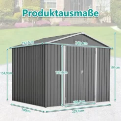 Skure, Garager & Carports^Haveskur i metal 8×6 fod med foldedør, antracitgrå – til opbevaring af haveredskaber og værktøj