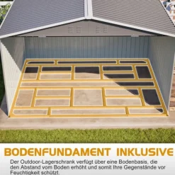 Sale Haveskur i metal 300 x 252 x 191 cm, grå – gaveltag, robust opbevaring til haveredskaber og redskaber Skure, Garager & Carports
