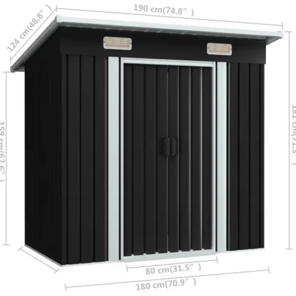 Best Haveskur i stål - Galvaniseret lagerskur med ventilationsåbninger | Farve: Antracitgrå Skure, Garager & Carports