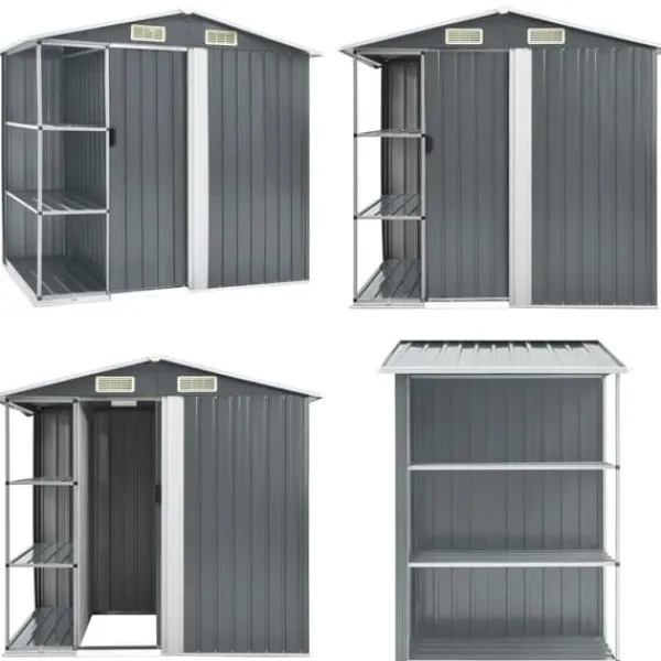Haveskur med reol 205x130x183 cm jern grå - Haveskur - Haveskure - Home & Living Skure, Garager & Carports