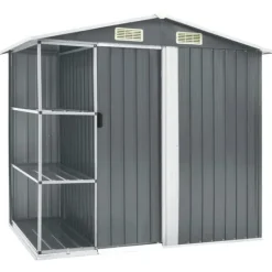 Haveskur med reol 205x130x183 cm jern grå - Haveskur - Haveskure - Home & Living Skure, Garager & Carports