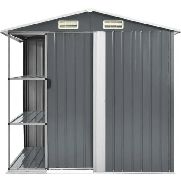 Haveskur med reol 205x130x183 cm jern grå - Haveskur - Haveskure - Home & Living Skure, Garager & Carports