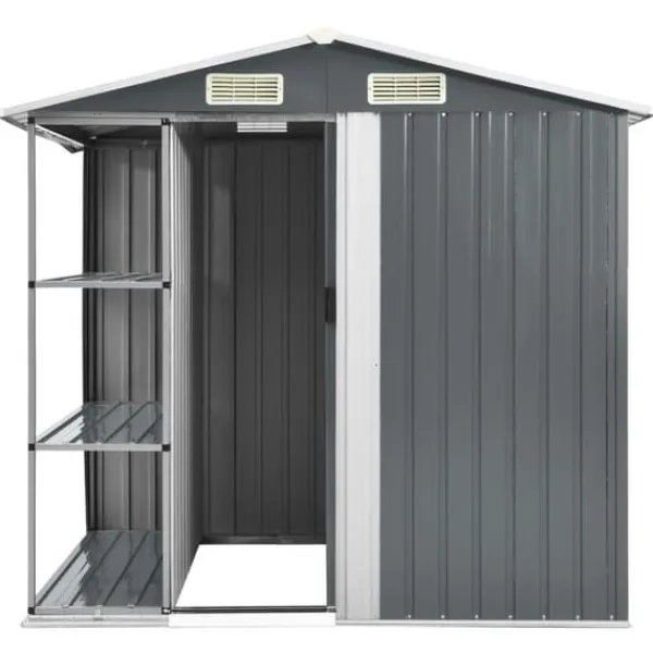 Haveskur med reol 205x130x183 cm jern grå - Haveskur - Haveskure - Home & Living Skure, Garager & Carports