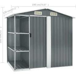 Haveskur med reol 205x130x183 cm jern grå - Haveskur - Haveskure - Home & Living Skure, Garager & Carports