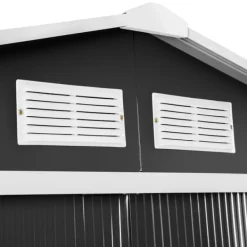 Outlet Haveskur med sadeltag - grå/hvid Skure, Garager & Carports