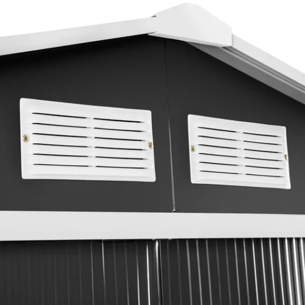 Outlet Haveskur med sadeltag - grå/hvid Skure, Garager & Carports