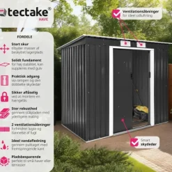 Clearance Haveskur med skråt tag - grå/hvid Skure, Garager & Carports
