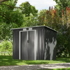 Clearance Haveskur med skråt tag - grå/hvid Skure, Garager & Carports