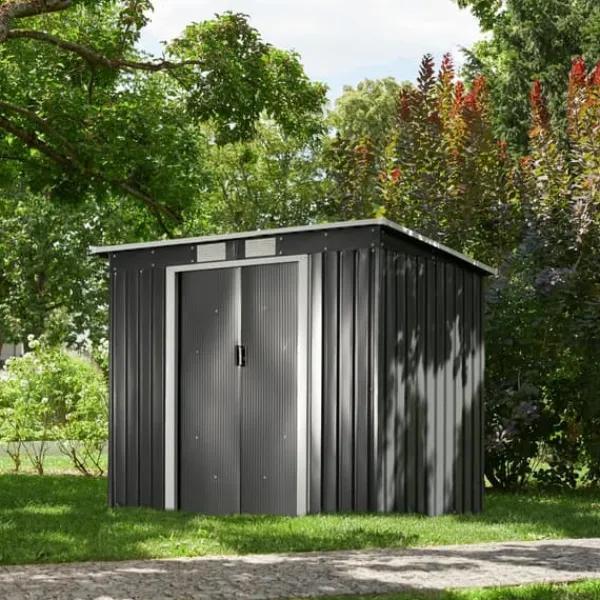 Clearance Haveskur med skråt tag - grå/hvid Skure, Garager & Carports
