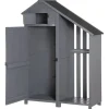 Clearance Haveskur, Træ, 129x51,5x180 cm, Grå og Sort Skure, Garager & Carports